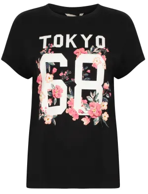 Amelia Oversized Cotton Crew Neck T-Shirt In Black - Tokyo Laundry