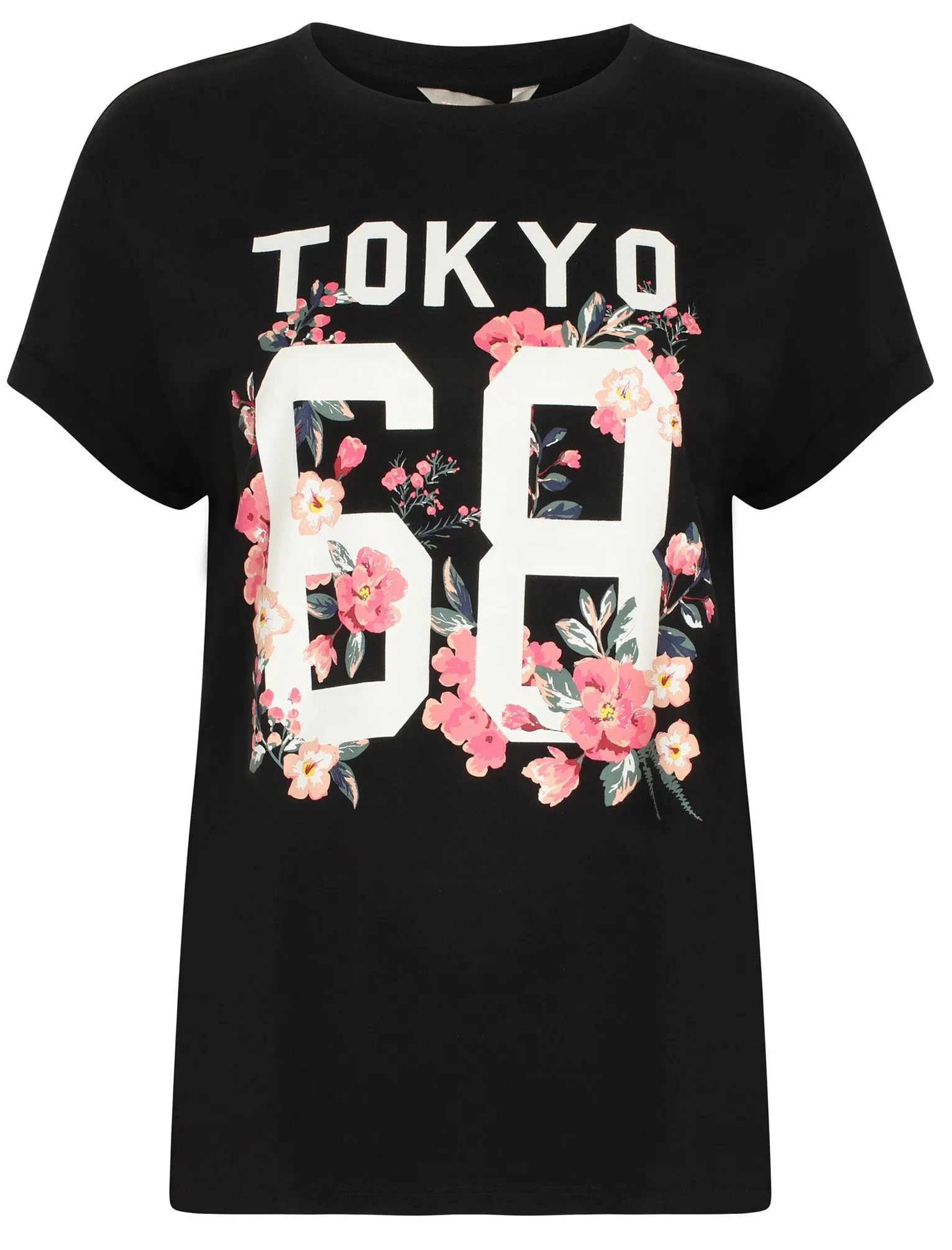 Amelia Oversized Cotton Crew Neck T-Shirt In Black - Tokyo Laundry