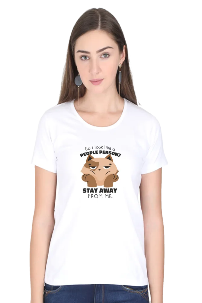 Anti Social Cat Printed Scoop Neck T-shirt for women