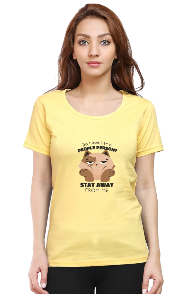 Anti Social Cat Printed Scoop Neck T-shirt for women