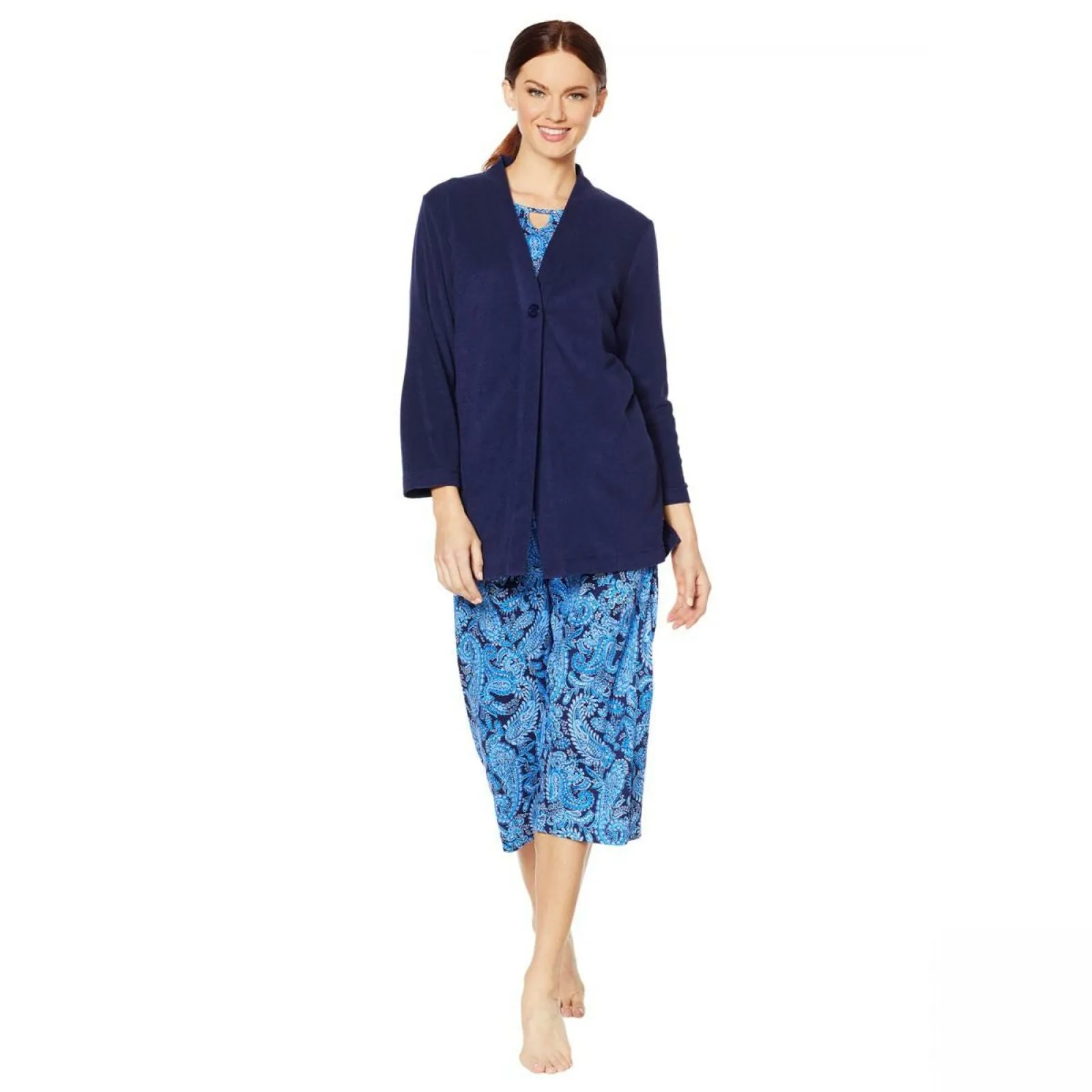 Aria Women's 3-Piece Tank Top Jacket And Pant Lounge Set