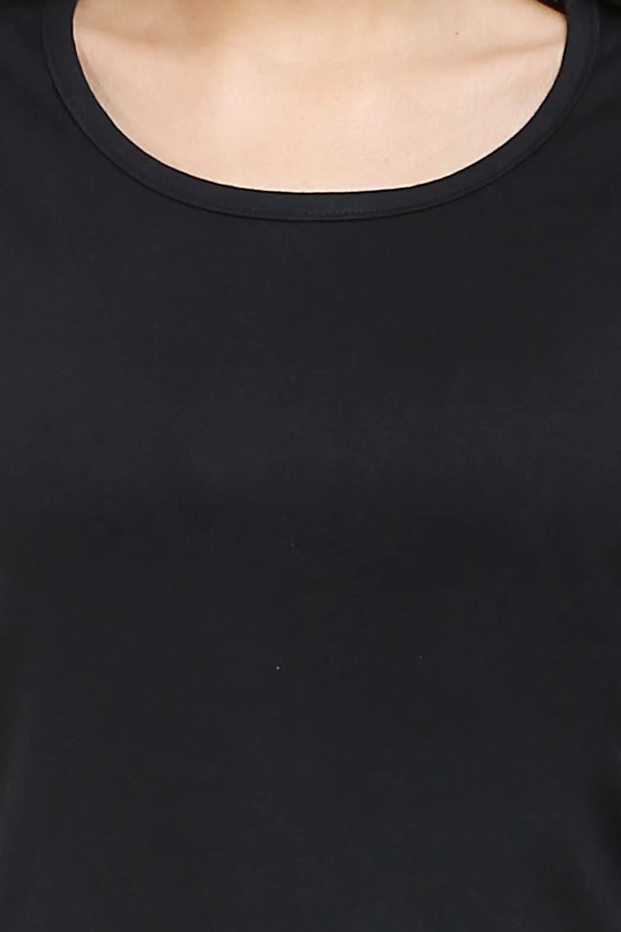 Black Scoop Neck T-shirt for women