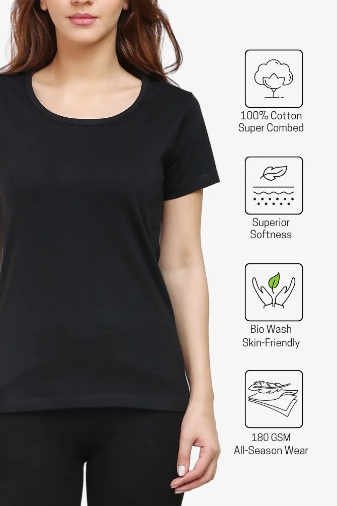 Black Scoop Neck T-shirt for women