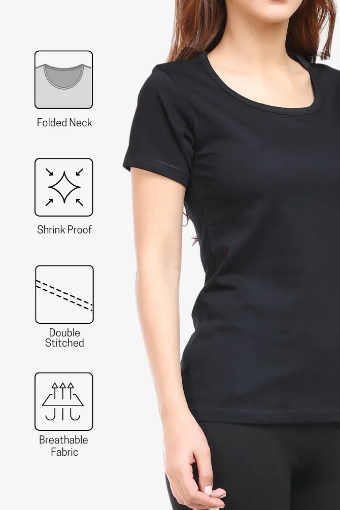 Black Scoop Neck T-shirt for women