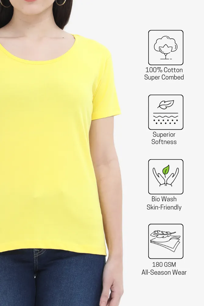 Bright Yellow Scoop Neck T-shirt for women