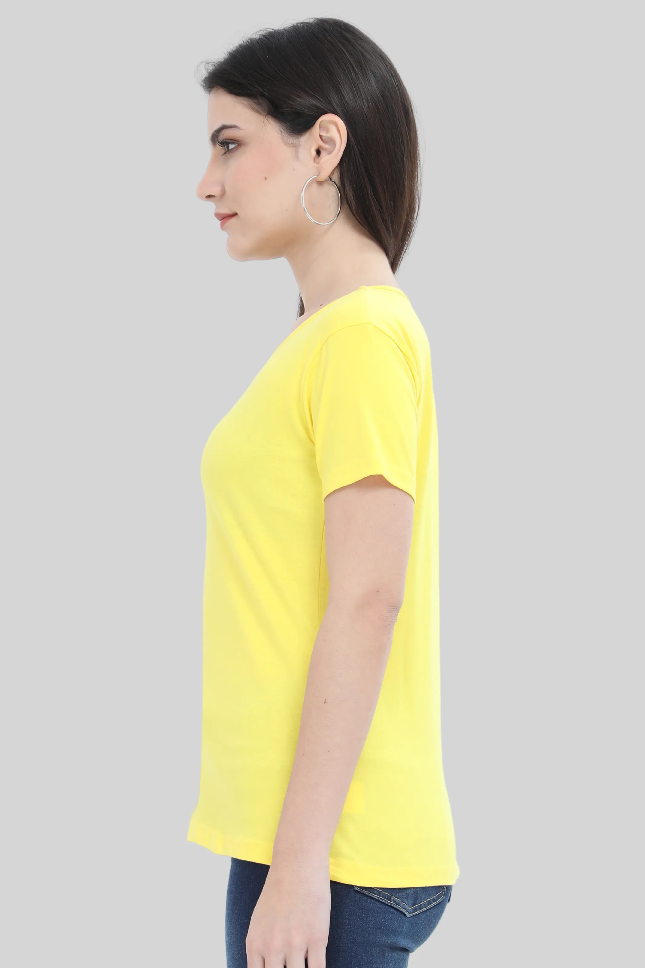 Bright Yellow Scoop Neck T-shirt for women