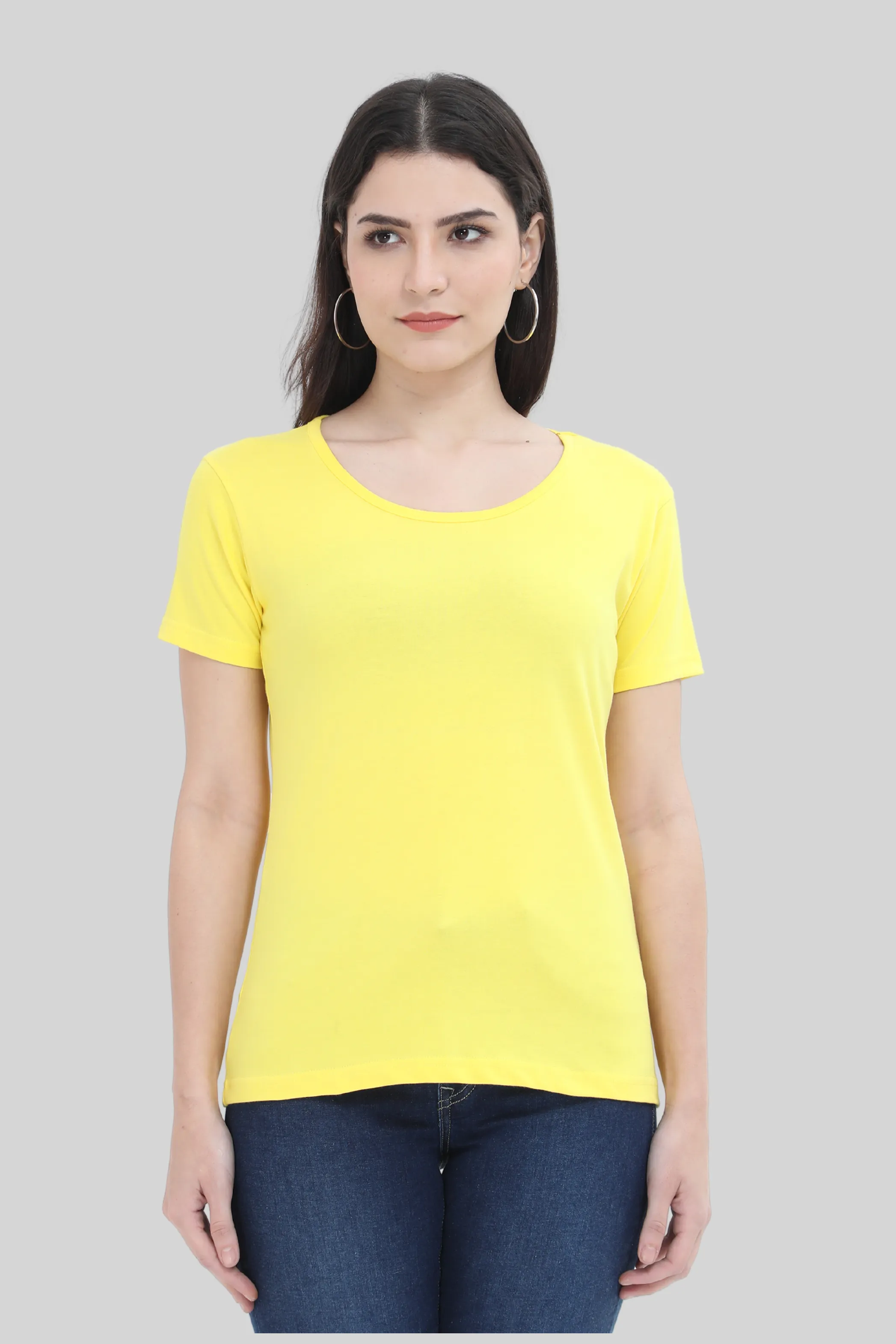 Bright Yellow Scoop Neck T-shirt for women