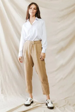 Brown Pleated Wrap High Waist Pants /1-2-2-1