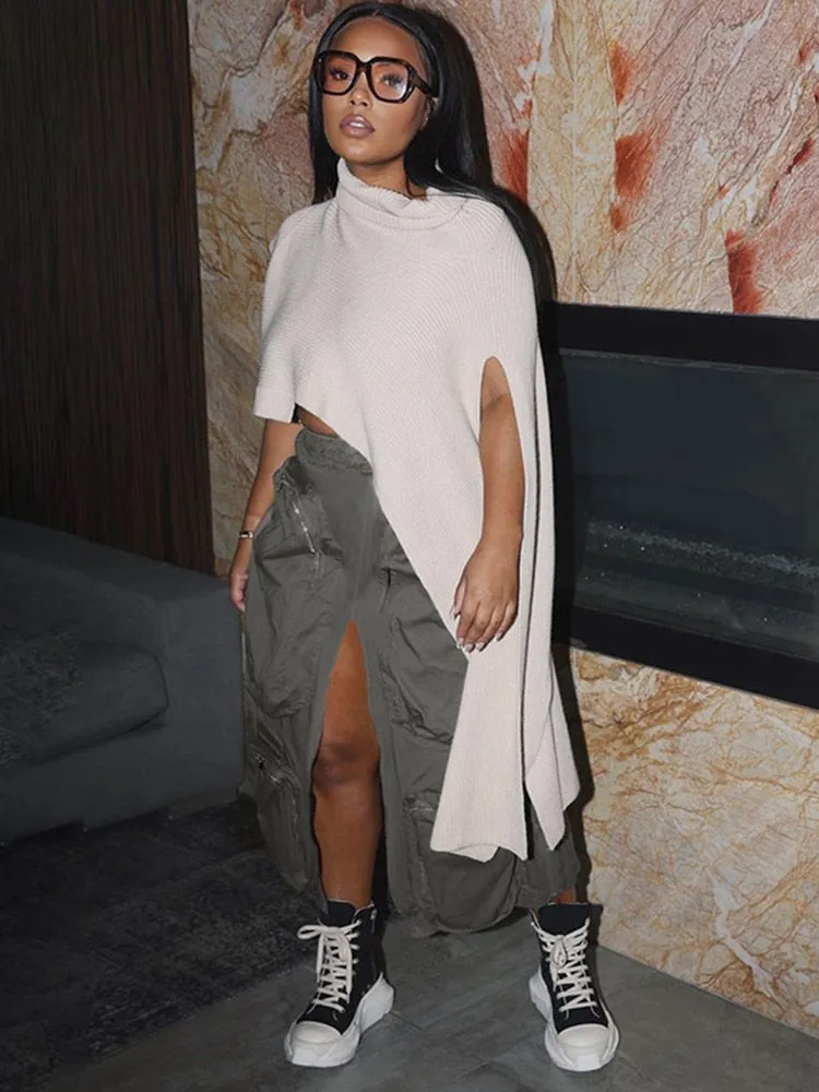 Casual  Loose High Waist Cargo Skirt