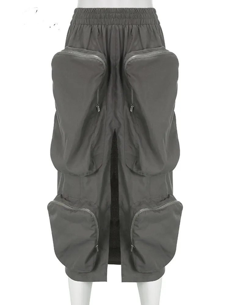 Casual  Loose High Waist Cargo Skirt