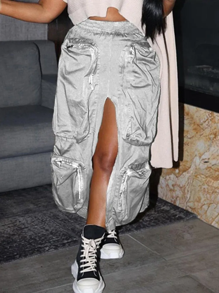 Casual  Loose High Waist Cargo Skirt