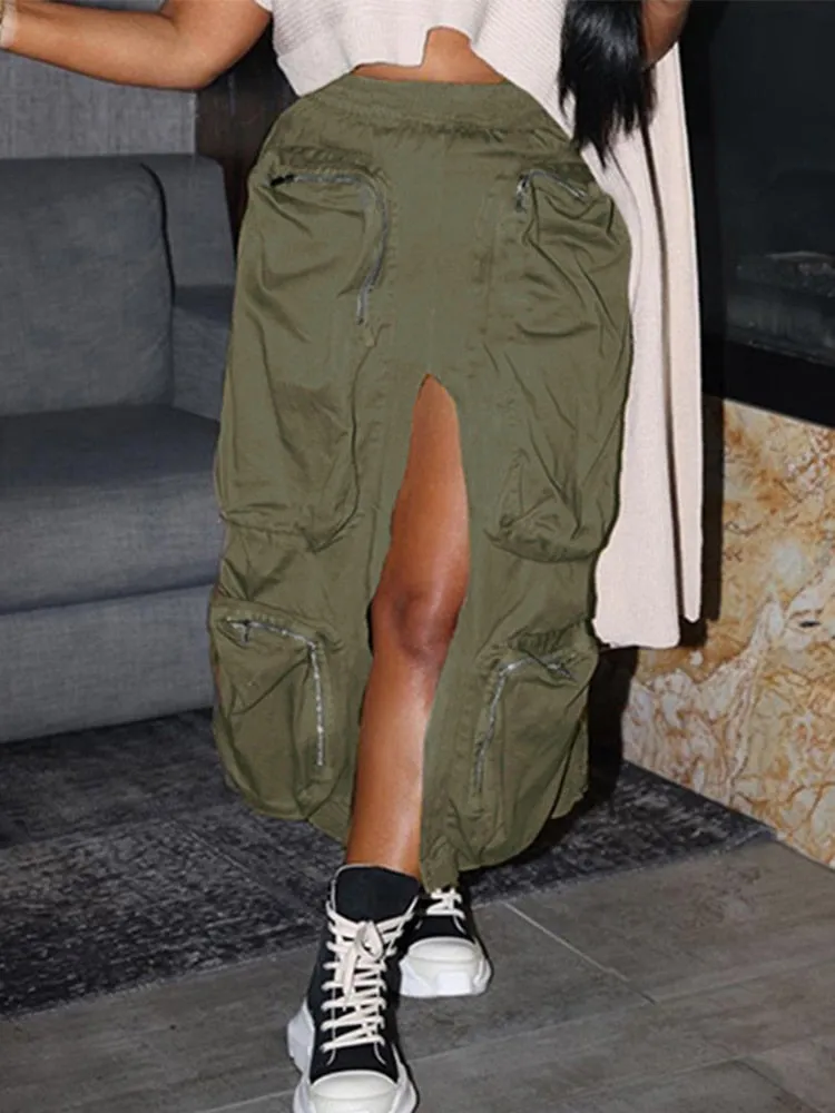 Casual  Loose High Waist Cargo Skirt