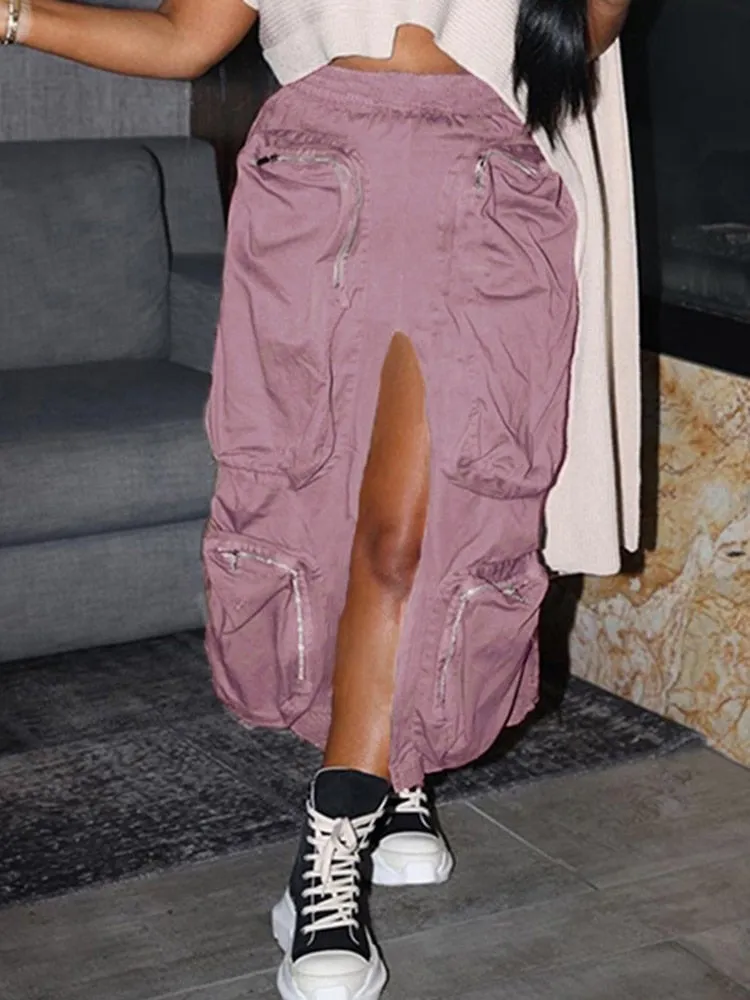 Casual  Loose High Waist Cargo Skirt