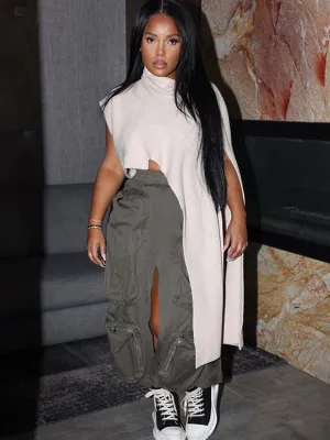 Casual  Loose High Waist Cargo Skirt