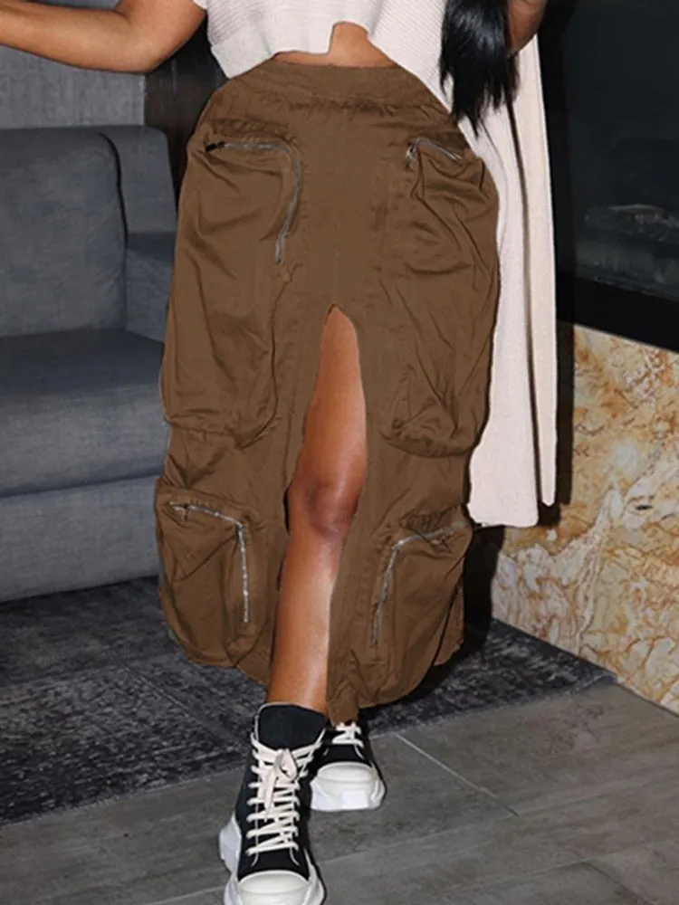 Casual  Loose High Waist Cargo Skirt