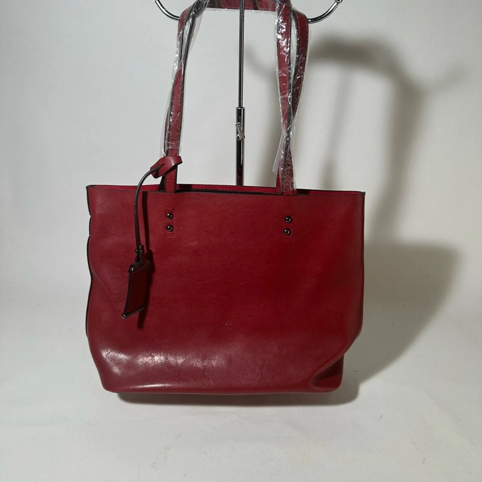 Chic Red Leather Tote
