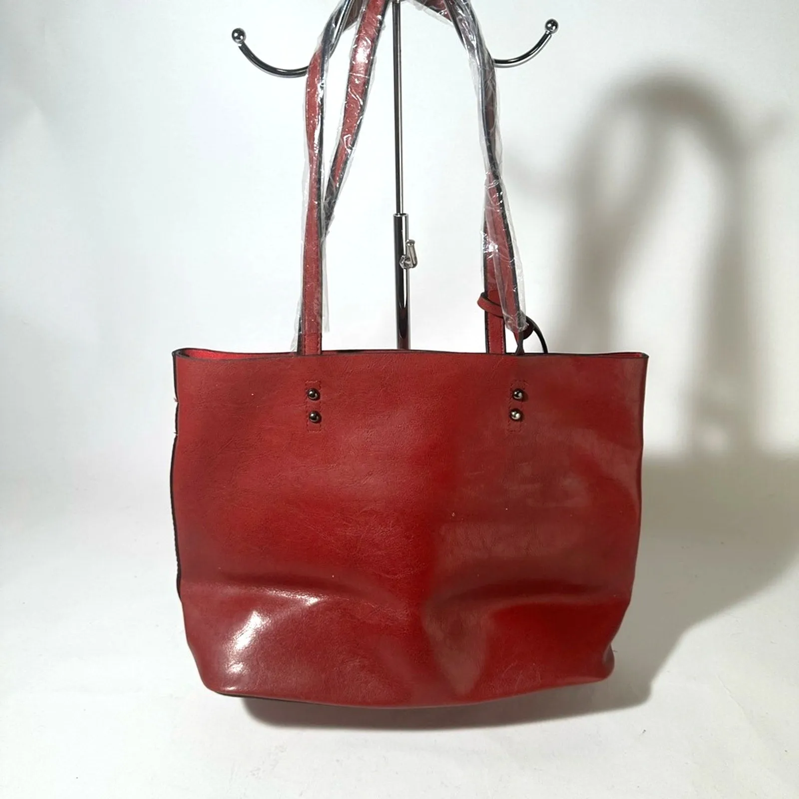 Chic Red Leather Tote