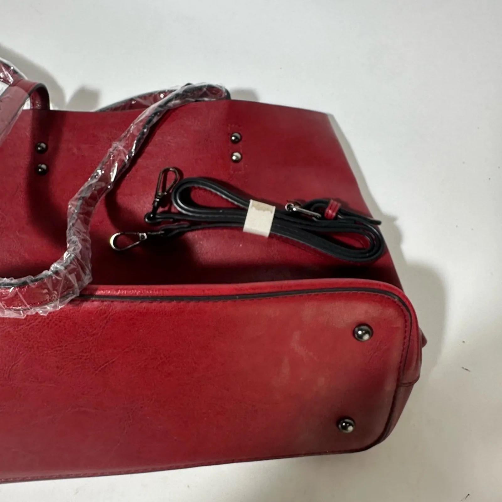 Chic Red Leather Tote