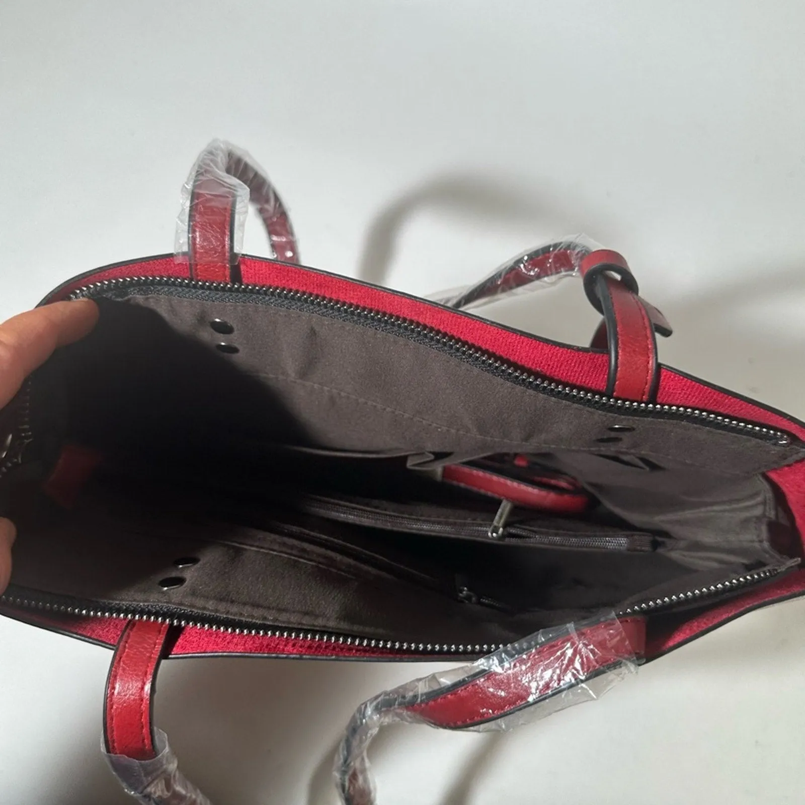 Chic Red Leather Tote