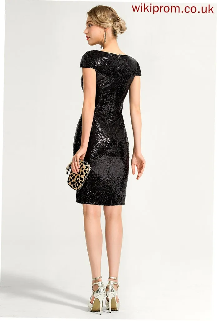 Cocktail Alicia Neck Cowl Sheath/Column Sequined Dress Cocktail Dresses Knee-Length