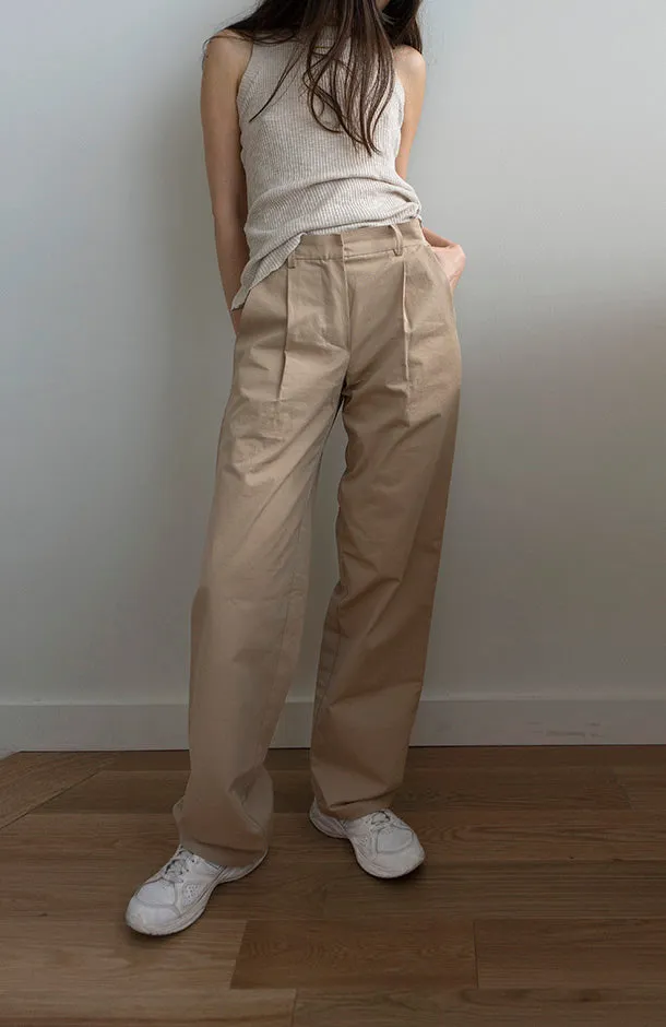 COTTON BEIGE TROUSERS