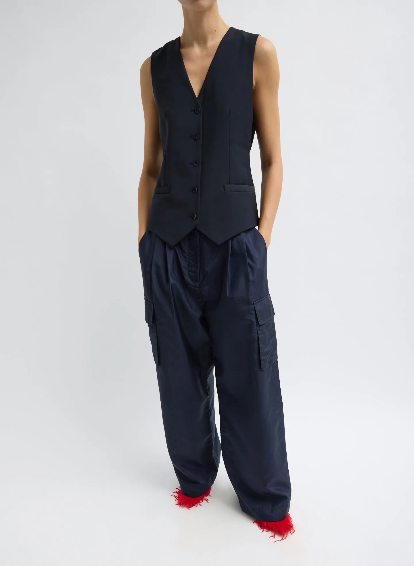 Crispy Nylon Stella Pleated Cargo Pant