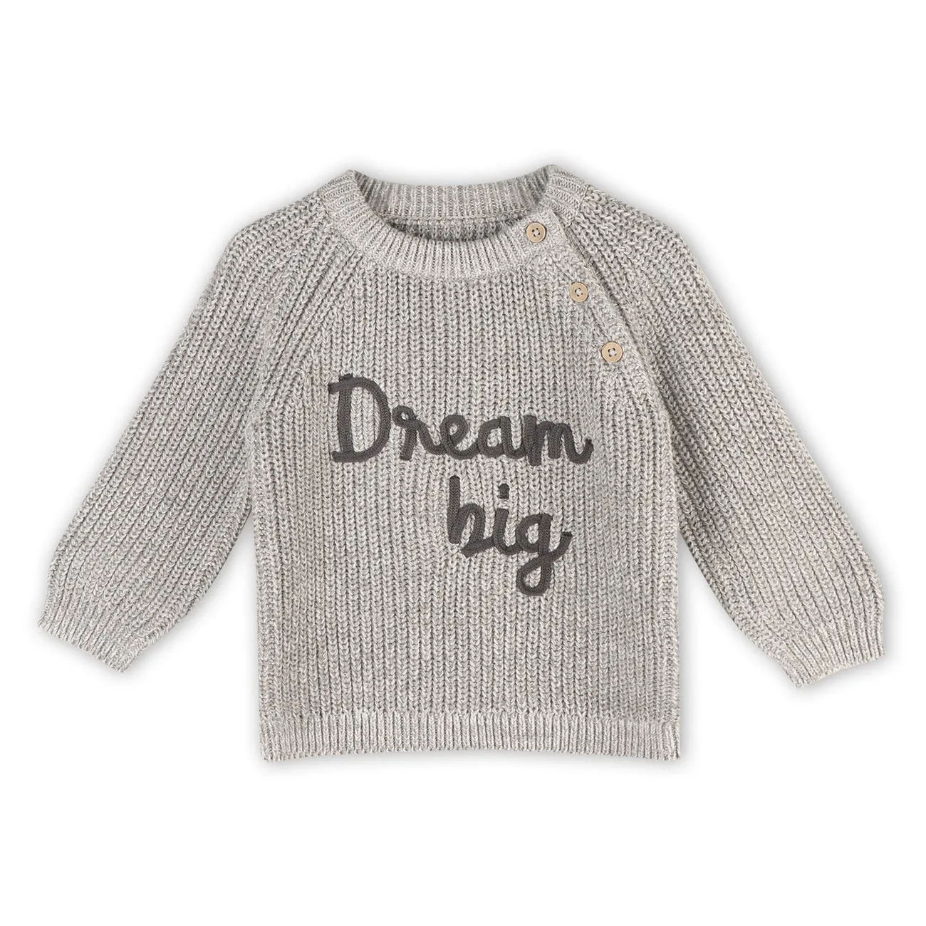 DREAM BIG Embroidered Chunky Knit Baby Sweater (Organic)