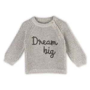 DREAM BIG Embroidered Chunky Knit Baby Sweater (Organic)