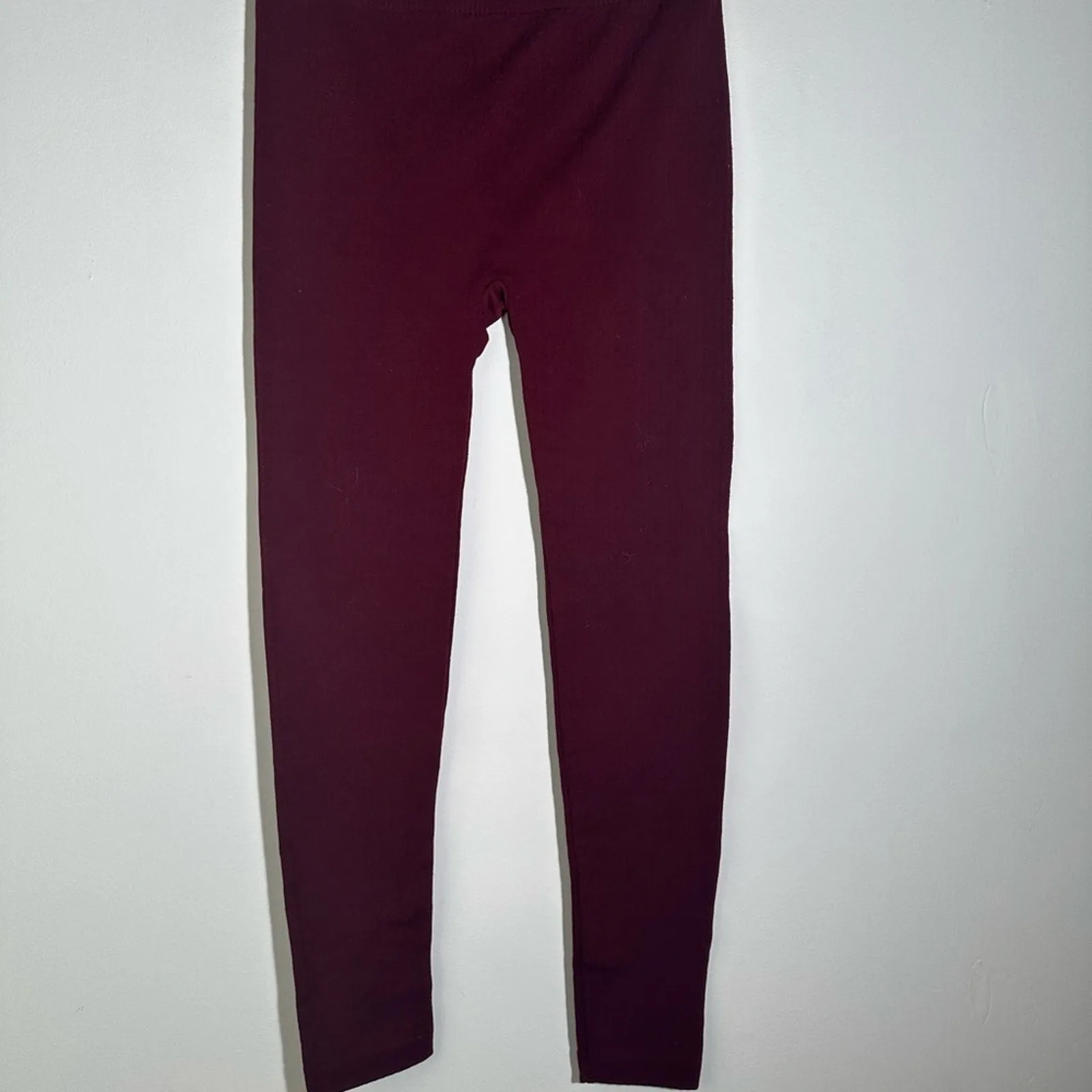 Faded Glory Burgundy Leggings High Waist Stretchy Bottoms
