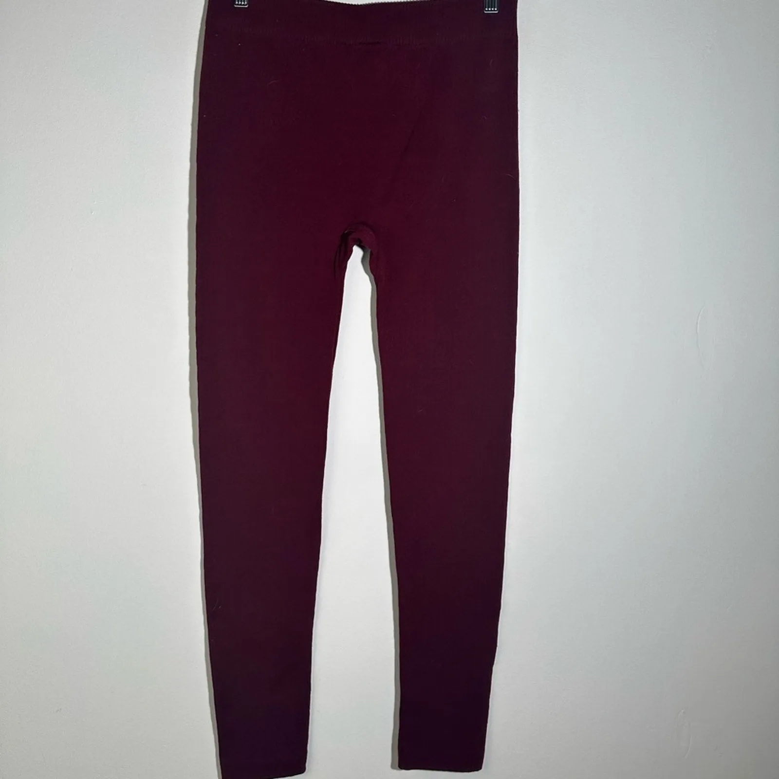 Faded Glory Burgundy Leggings High Waist Stretchy Bottoms