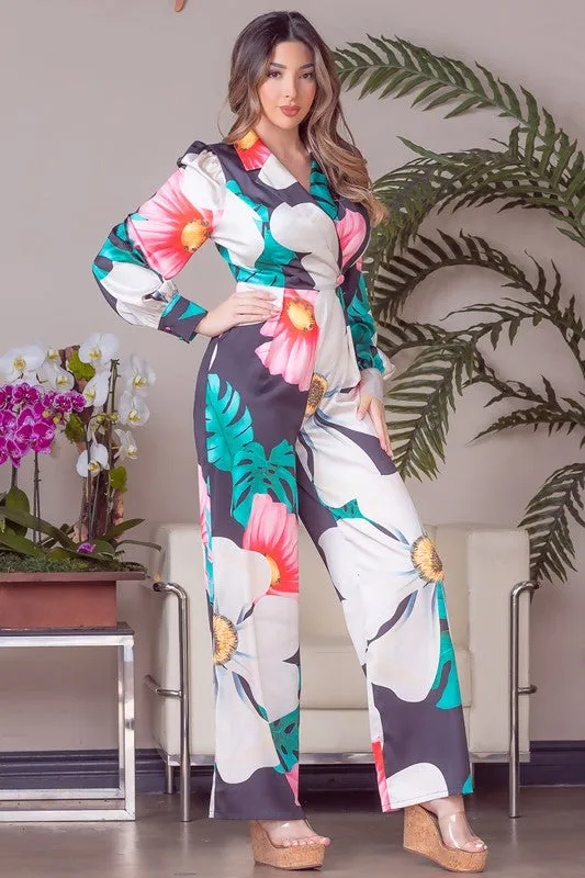 FLORAL FLARE JUMPSUIT