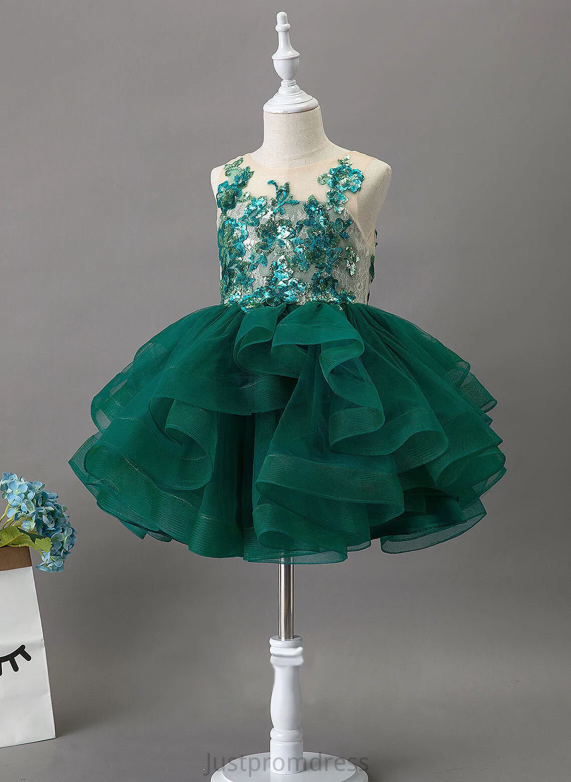 Flower Girl Dresses Neck - Scoop Girl Knee-length Dress Flower Mina Tulle/Lace/Sequined Sleeveless Ball-Gown/Princess