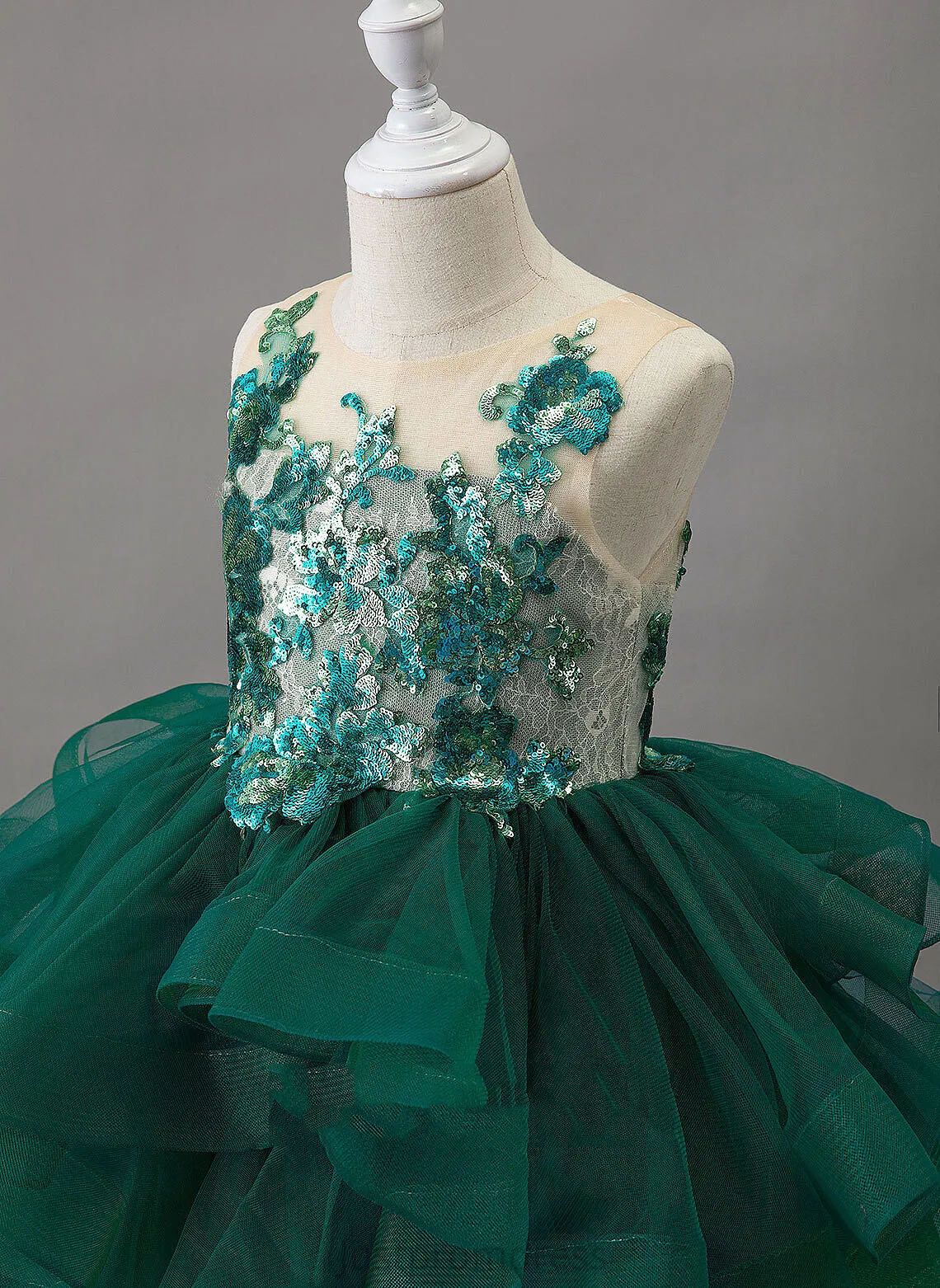 Flower Girl Dresses Neck - Scoop Girl Knee-length Dress Flower Mina Tulle/Lace/Sequined Sleeveless Ball-Gown/Princess