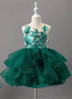 Flower Girl Dresses Neck - Scoop Girl Knee-length Dress Flower Mina Tulle/Lace/Sequined Sleeveless Ball-Gown/Princess