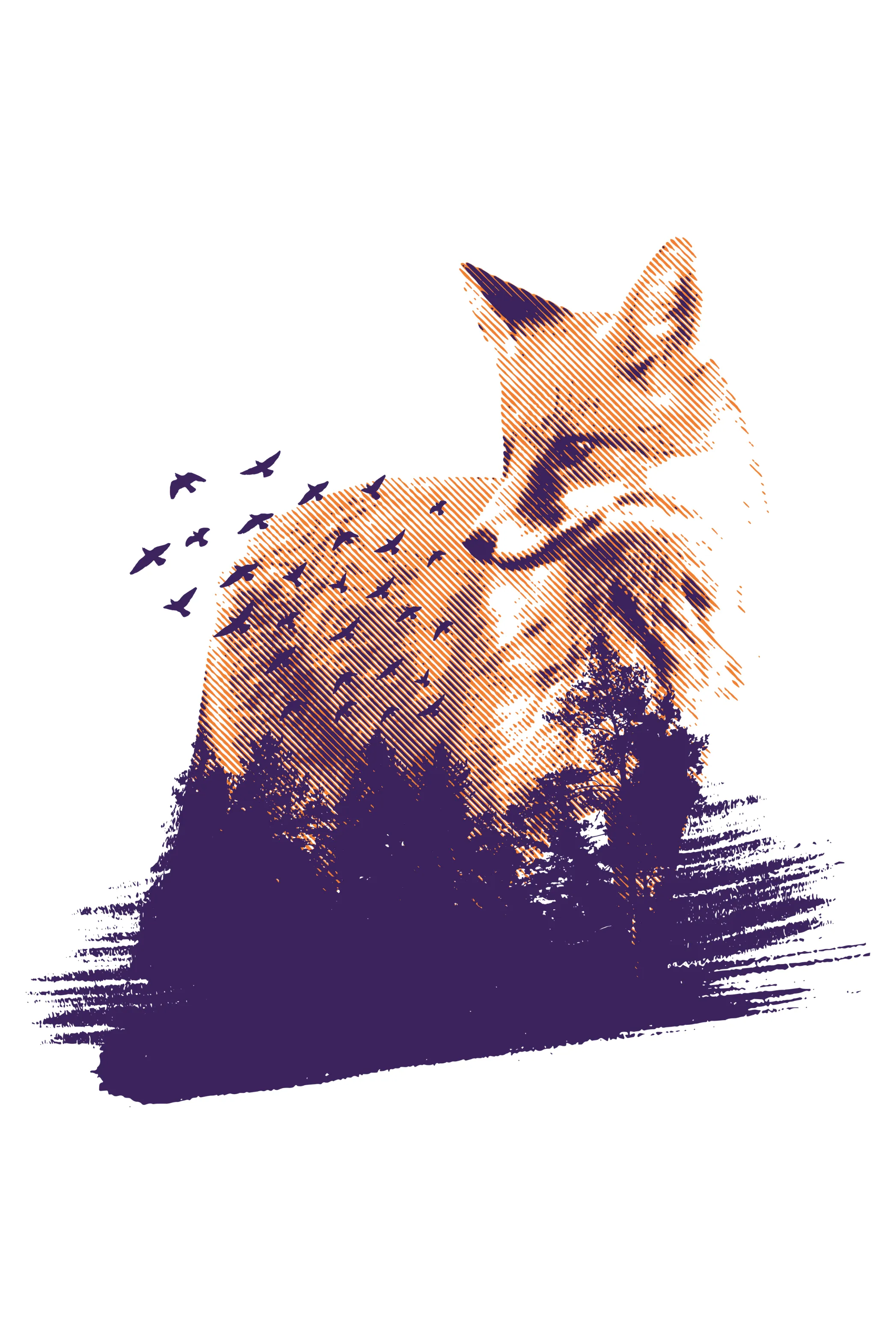 Forest Fox Printed Scoop Neck T-shirt for women