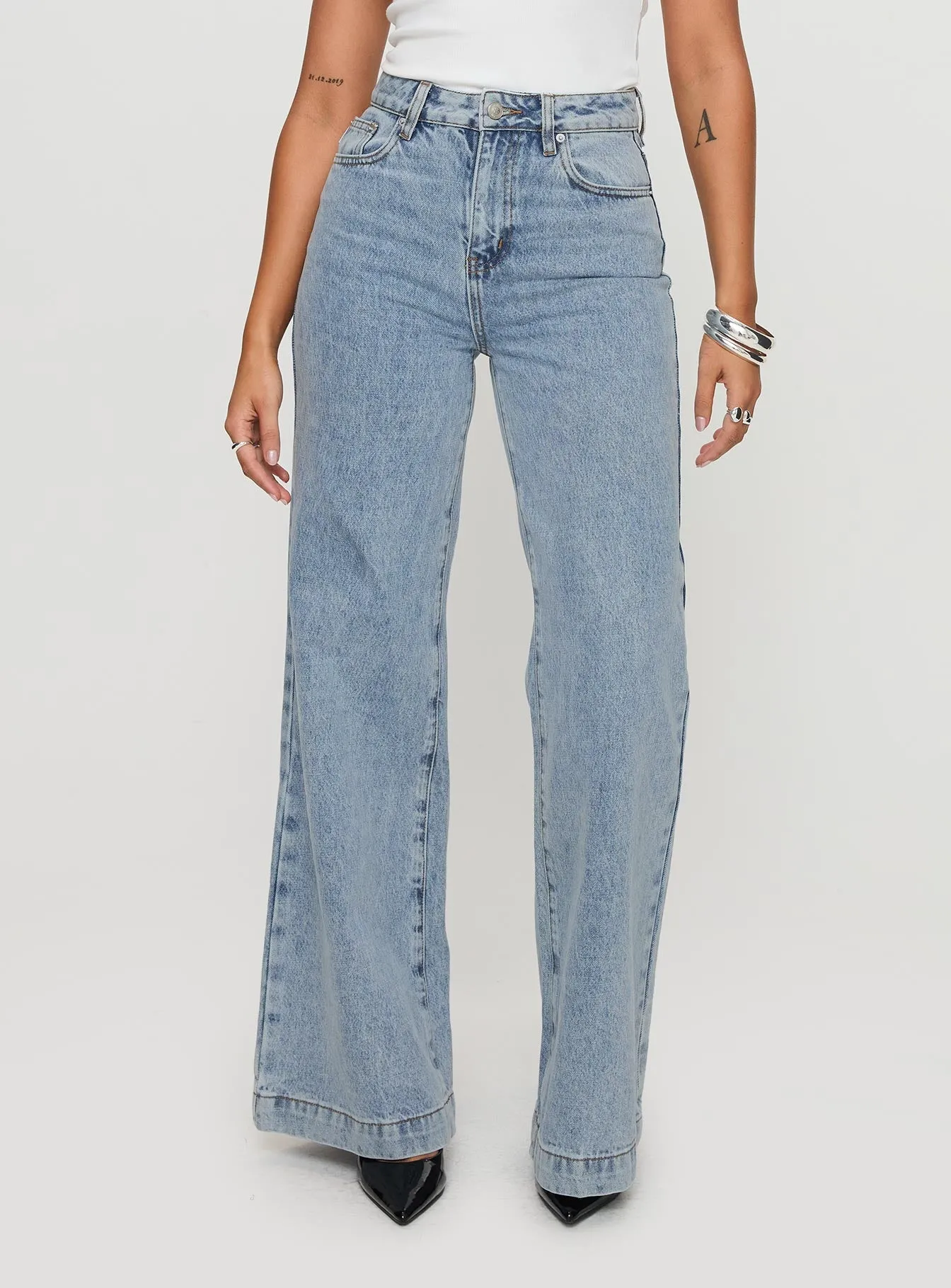 Goldie High Wide Jean Light Wash