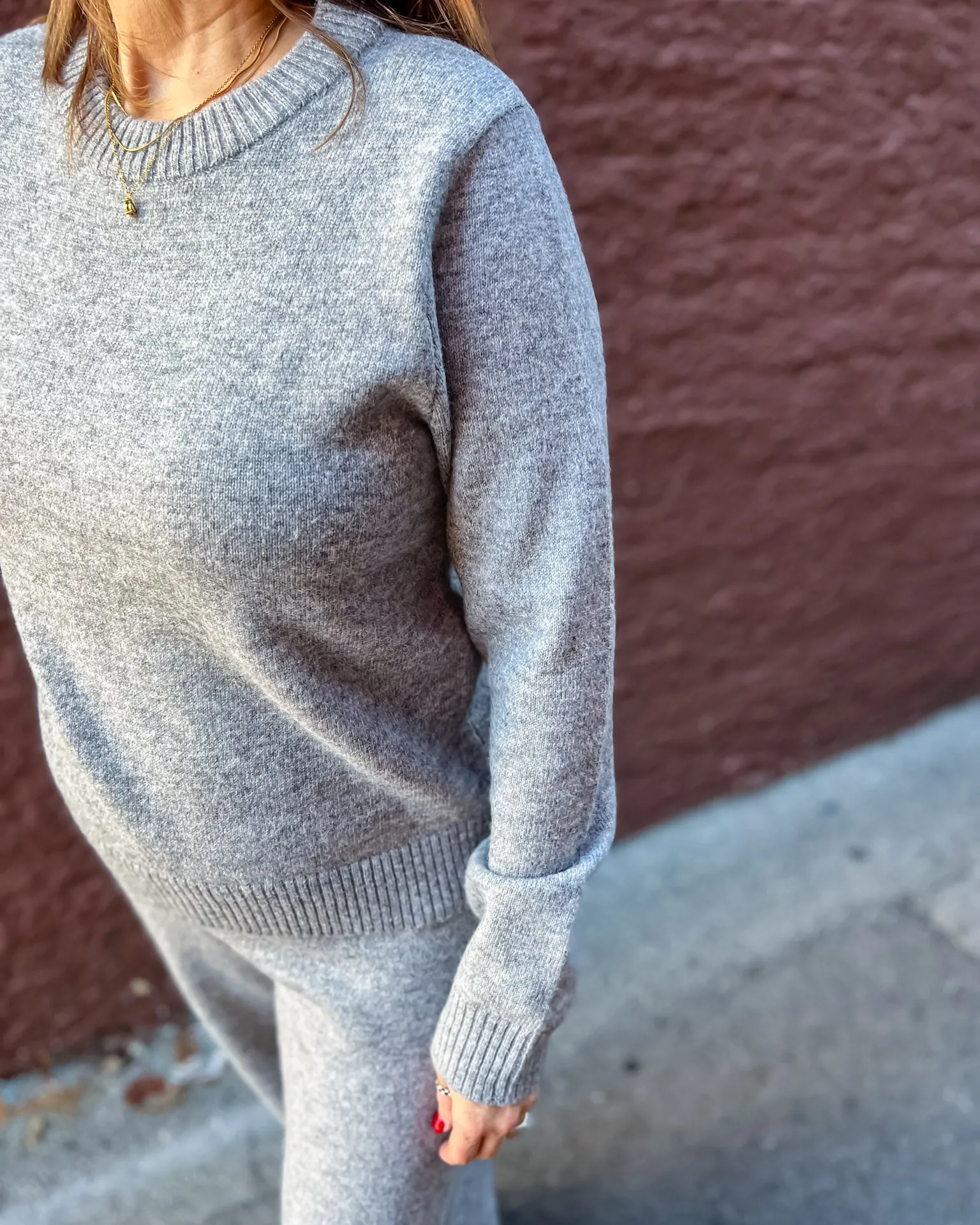 Heather Grey Knit Lounge Wear Set