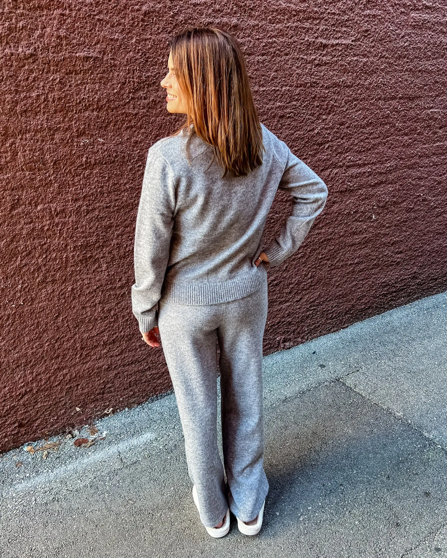 Heather Grey Knit Lounge Wear Set