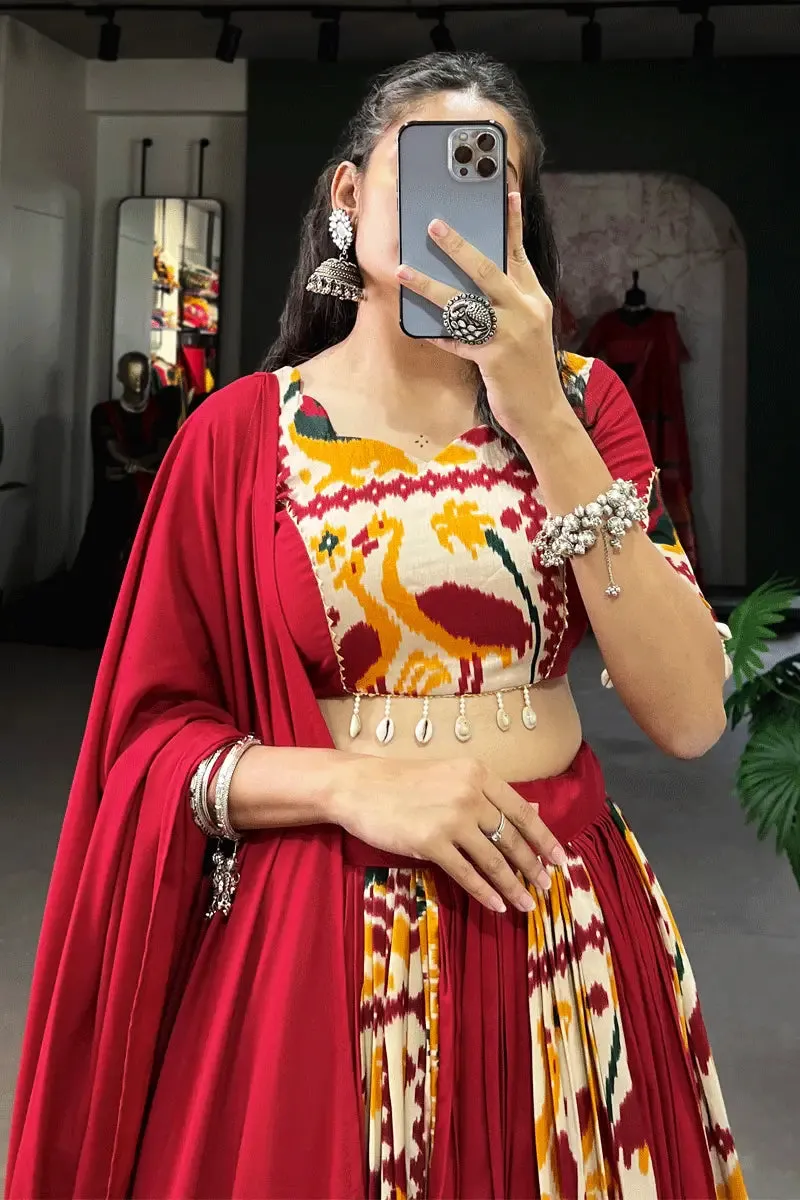 Heavy Red Color Gujrati Chaniya Choli For Navratri