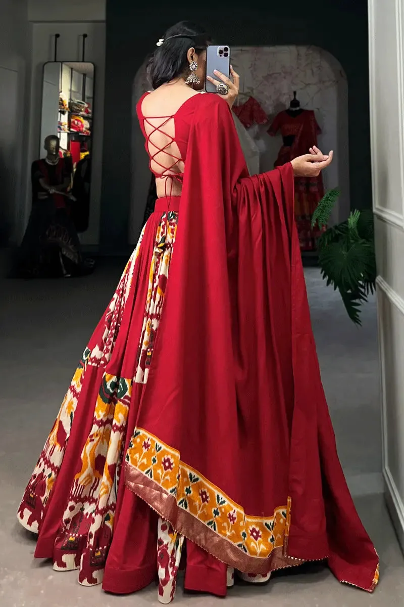 Heavy Red Color Gujrati Chaniya Choli For Navratri