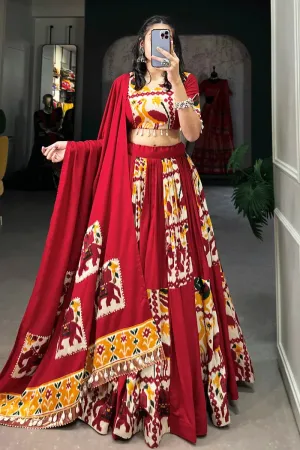 Heavy Red Color Gujrati Chaniya Choli For Navratri