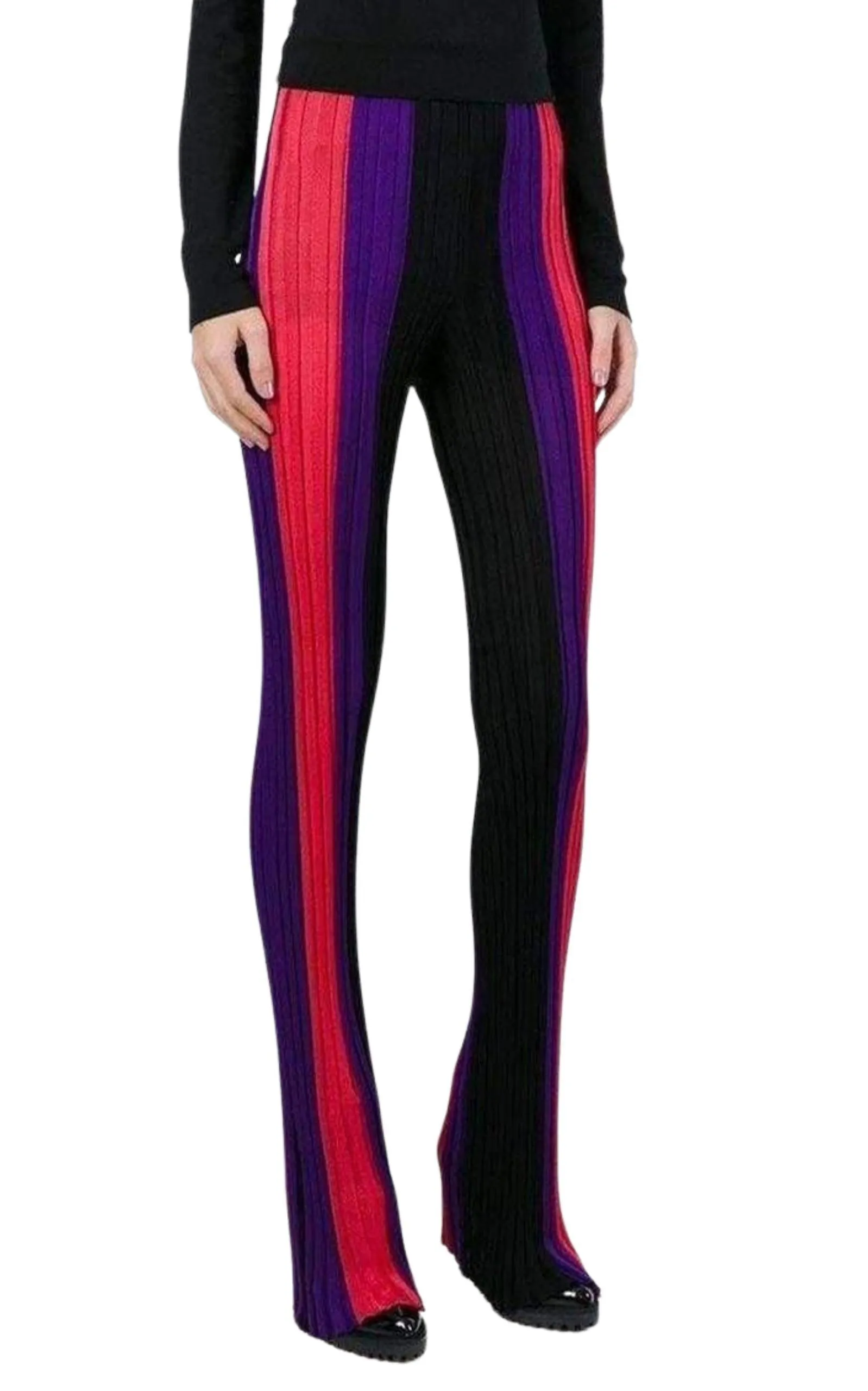 High Waist Ribbed Striped Pants