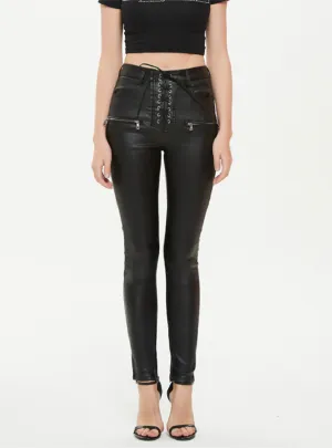 High Waist Slim PU Leather Zipper Pants