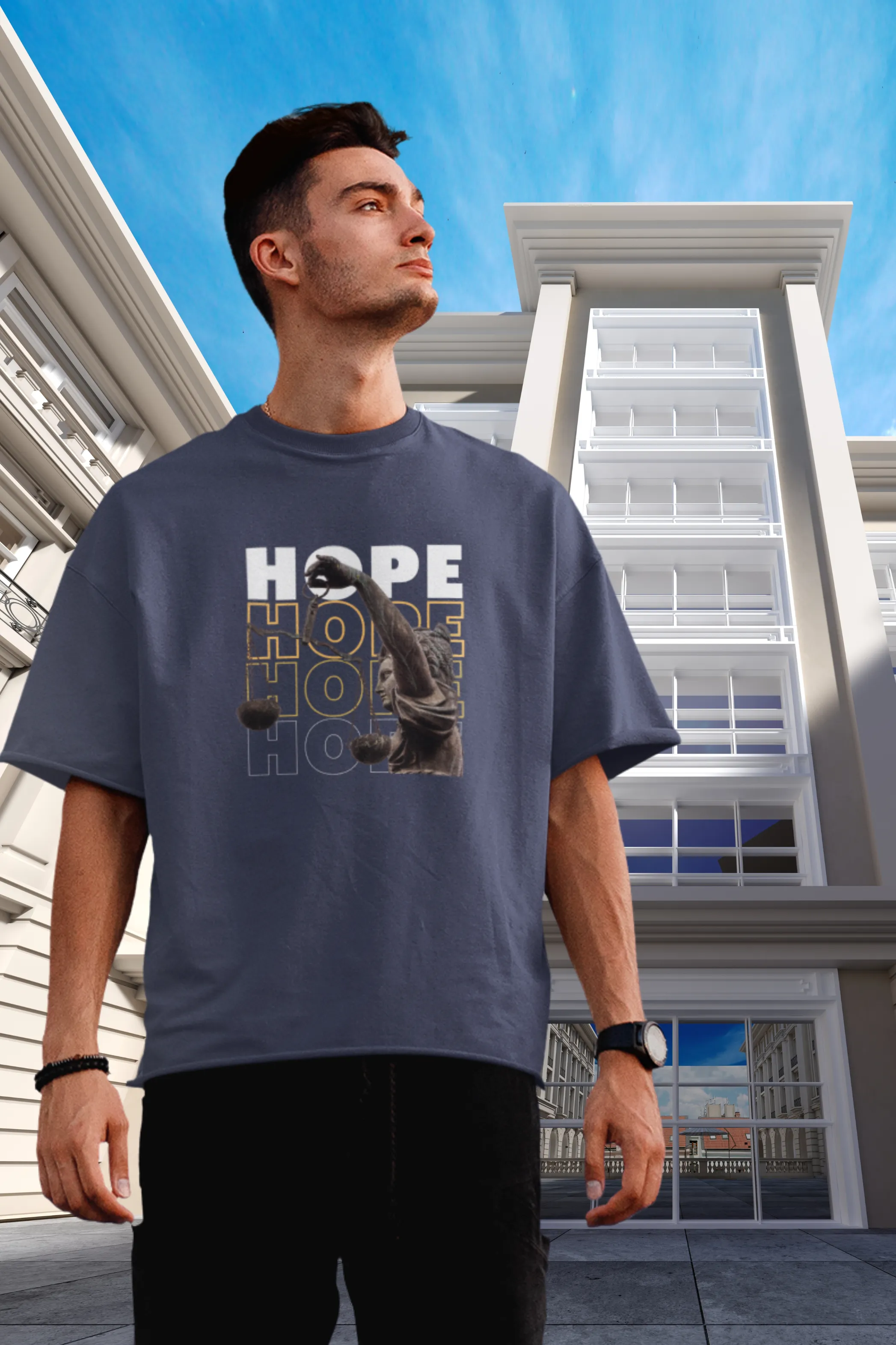 Hope And Harmony Printed Oversized T-shirt for Men