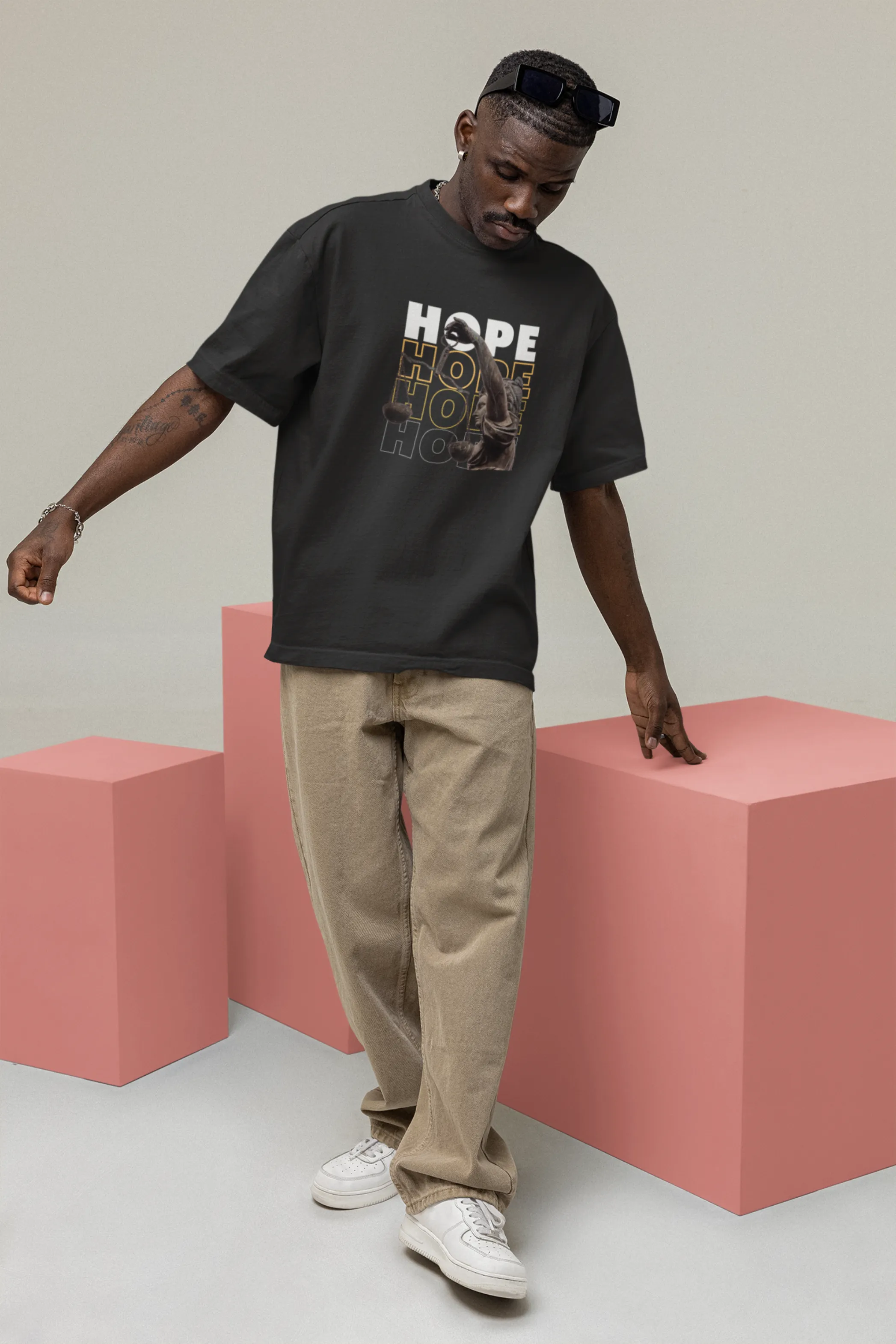 Hope And Harmony Printed Oversized T-shirt for Men