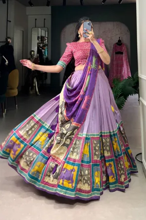Kalamkari Floral printed South Indian Tradition Lehenga Set