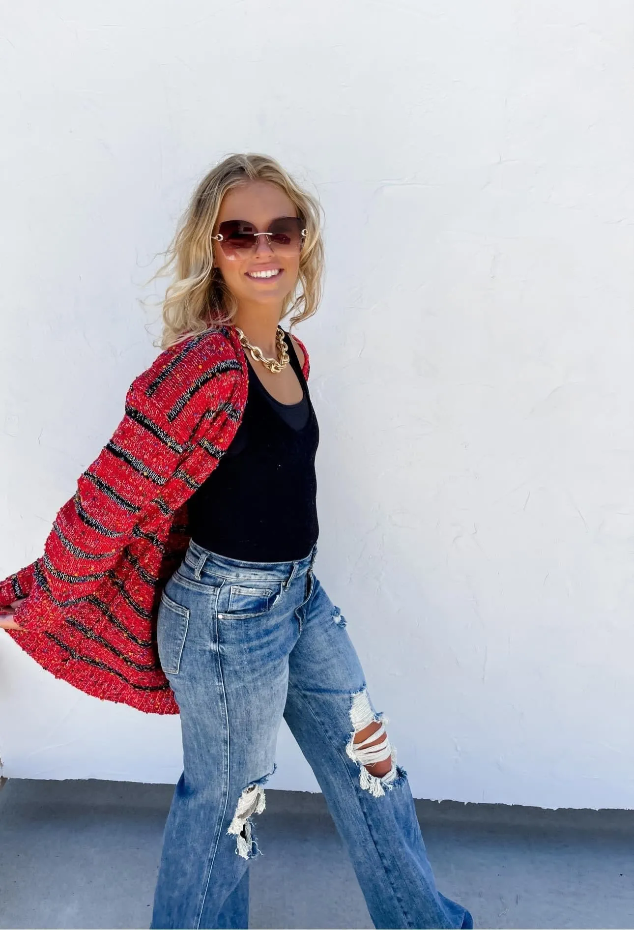 Miley Dot Striped Cardigan