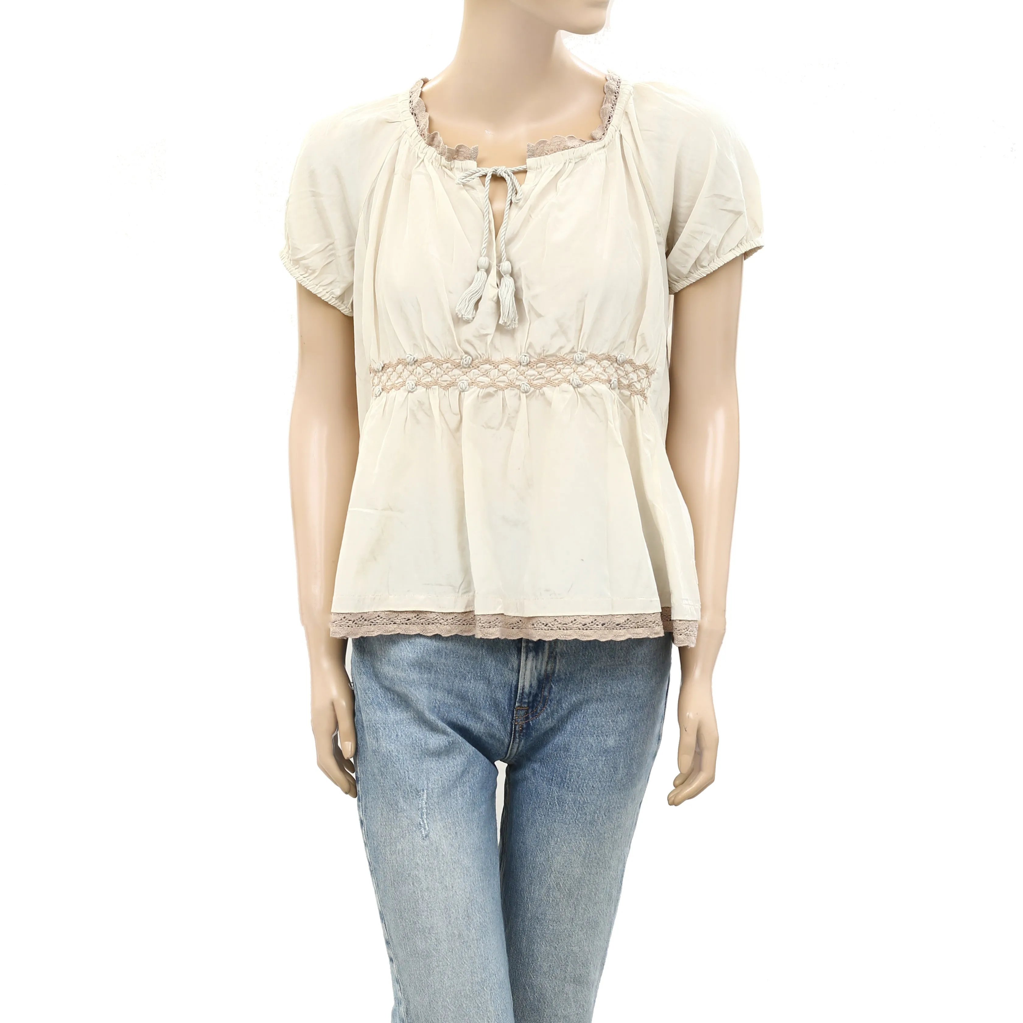 Odd Molly Anthropologie Embroidered Lace Shirt Blouse Top