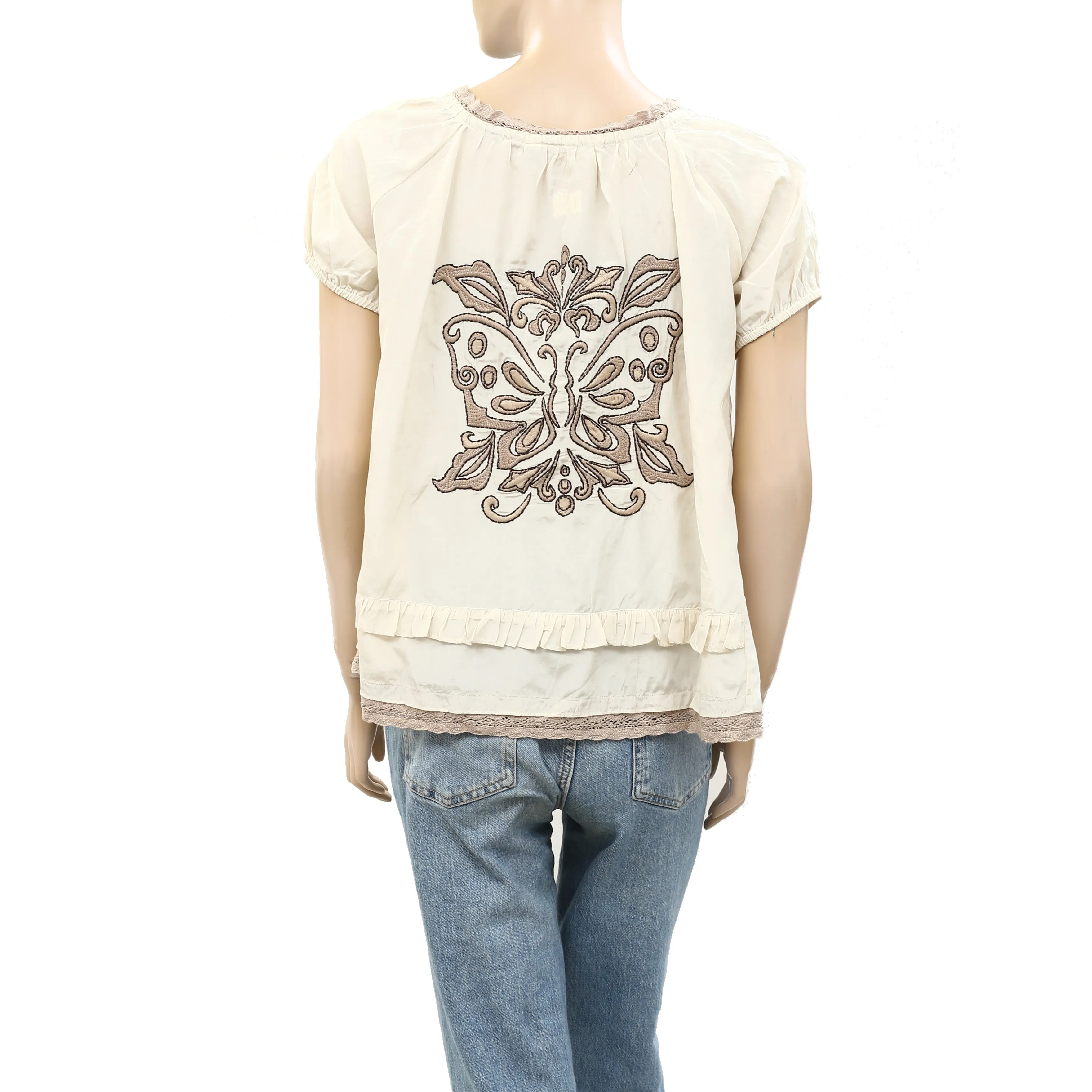 Odd Molly Anthropologie Embroidered Lace Shirt Blouse Top