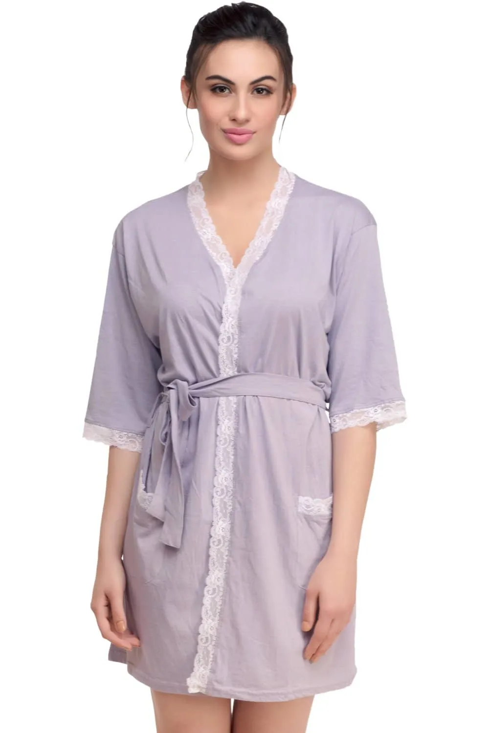 Organic Cotton Antimicrobial Women's  Sleepwear  Loungewear Robe-ISL005-